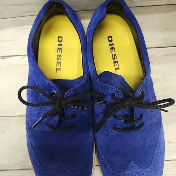 Diesel Prime Time Suede Wingtip Brogue Derby Dress Men’s Blue Shoes Size 10 - Picture 12 of 15